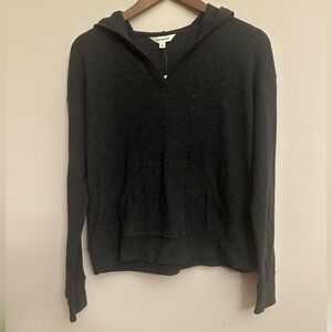 Lucky Brand Knit Hoodie Sweater Women’s Medium Dark Gray Soft Cozy Pullover NWT